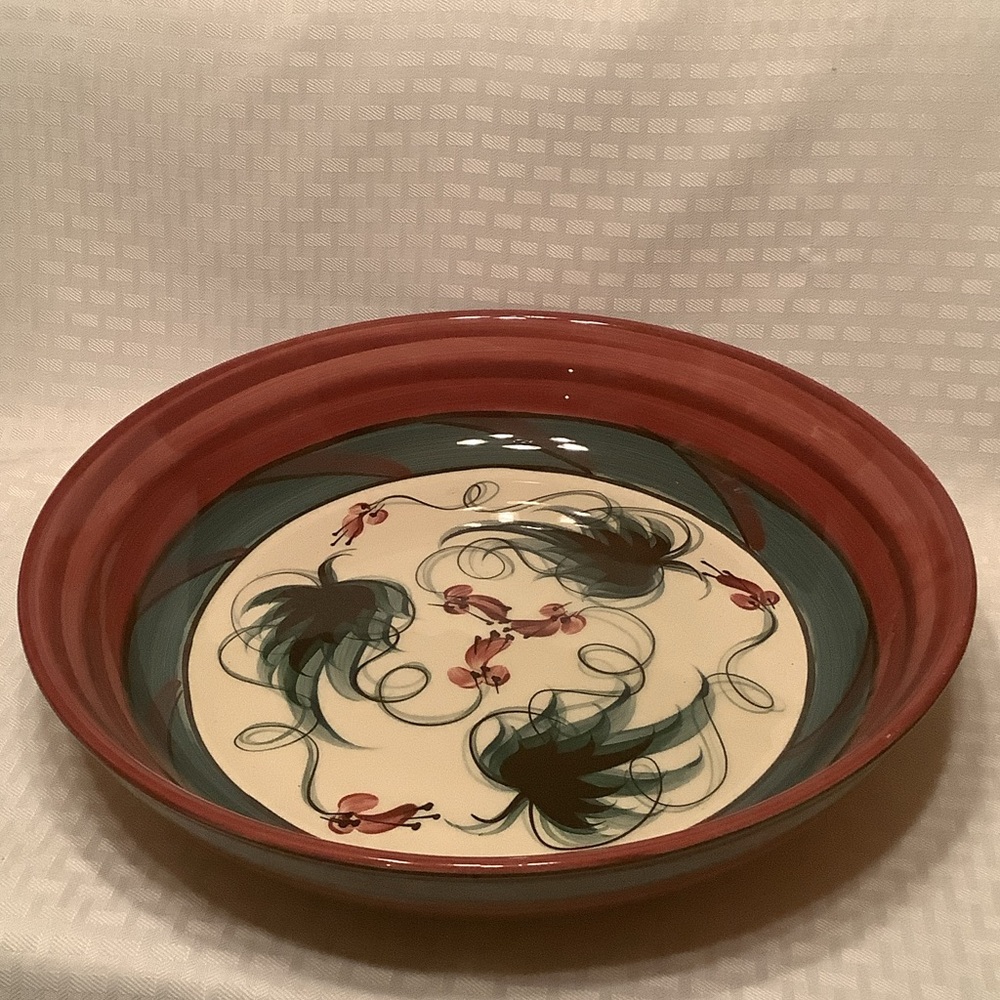 Gail Pittman Large Serving Bowl Red Grapevine 1992 (14” diameter)